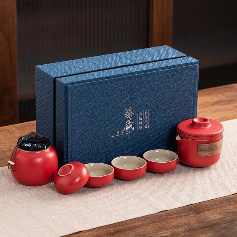 Travel tea set Ceramic express cup Portable one pot two cups Company business gifts Holiday souvenirs