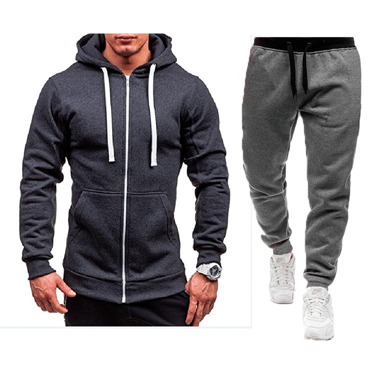 New Casual Sweatshirt Zipper Hooded Sweatshirt Jacket Men's Solid Color Cardigan Suit