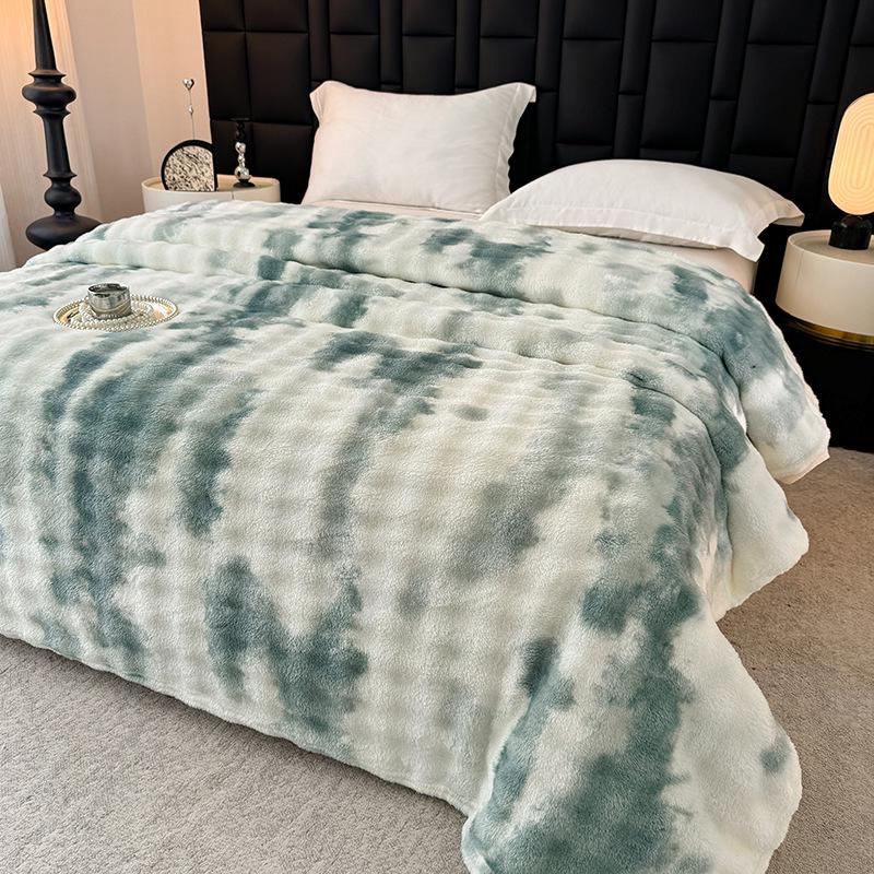 Soft Faux Rabbit Fur Plush Blanket - Thick Solid Color for Bed, Office, or Sofa