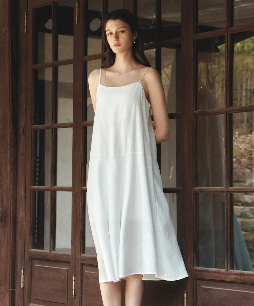 Siyajyu Sia8044 Flare Slip Dress_White