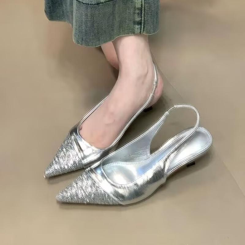 Fashion French High Heels Pink Toe Sandals Fairy Shoes 2025 New Spring and Summer Stitching Skirt Pointed Shoes Single Shoes