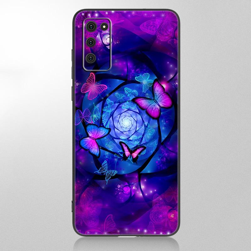Husă frumoasă pentru telefon Fluture pentru Samsung Galaxy A12 A02S A22 A32 A52 A72 A71 A51 A41 A31 A21 A11 A50 A70 A10S A20S Husă neagră