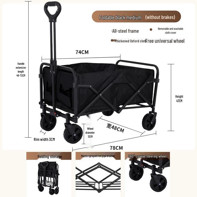 Portable Foldable Camping Trolley for Outdoor Picnics and Outings