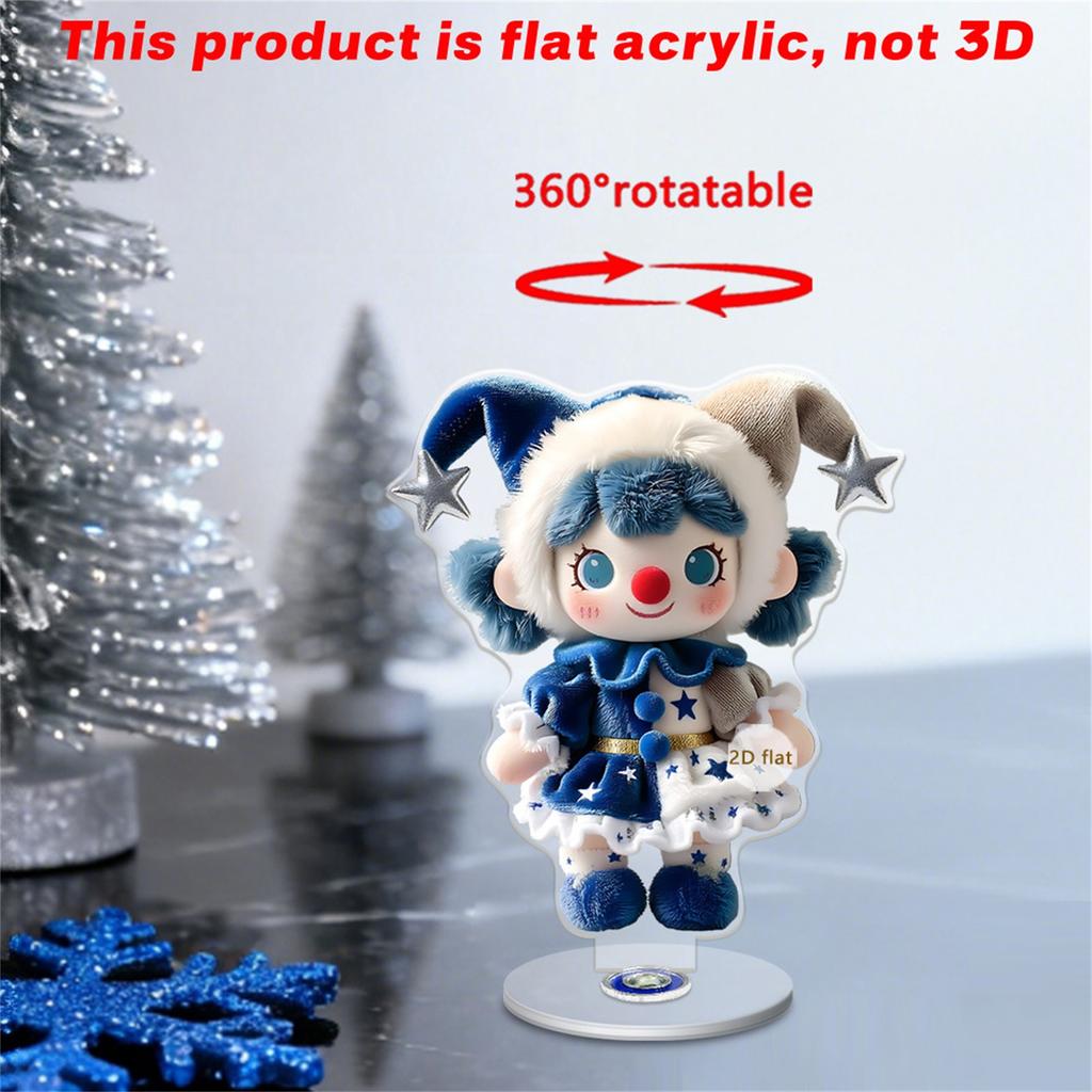 Christmas Cute Red And Blue Clown Festival Atmosphere 2D Acrylic 360 Rotating Ornament Gift Ornament