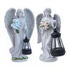 European Angel Lantern Solar Garden Statues LED Angel Waterproof Resin Figurines Outdoor Garden Statue With Lantern