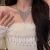 High-End European & American Rhinestone Tassel Necklace: Chic Geometric Design & Light Luxury Clavicle Chain