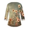 Women's Fashion V-Neck Lace Lace Vintage Floral Print T-Shirt Casual Seven Sleeve Top
