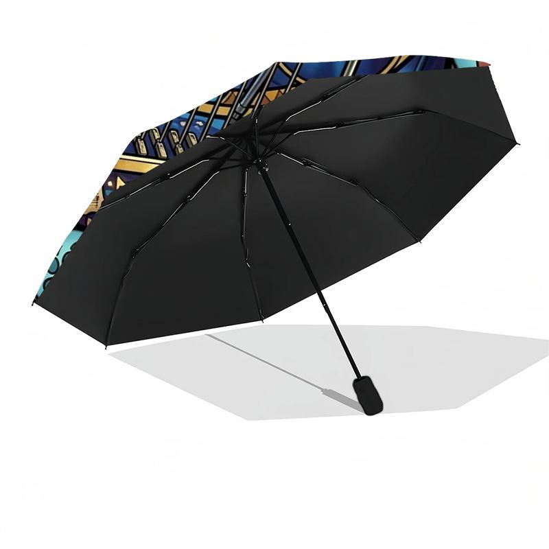 Harmonious Musical Harmony pattern umbrella, portable and foldable design, 8 ribs, a casual accessory for Halloween, Christmas, and birthday gifts.