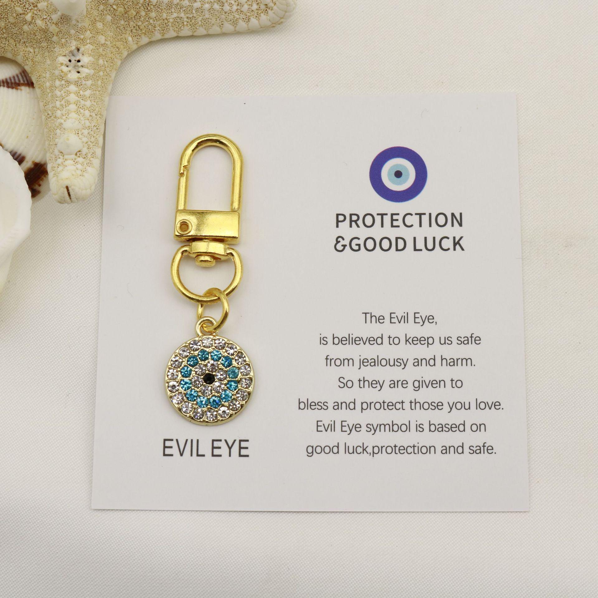 Good Luck Blue Evil Eye Keychain Pendant with English Good Luck Card