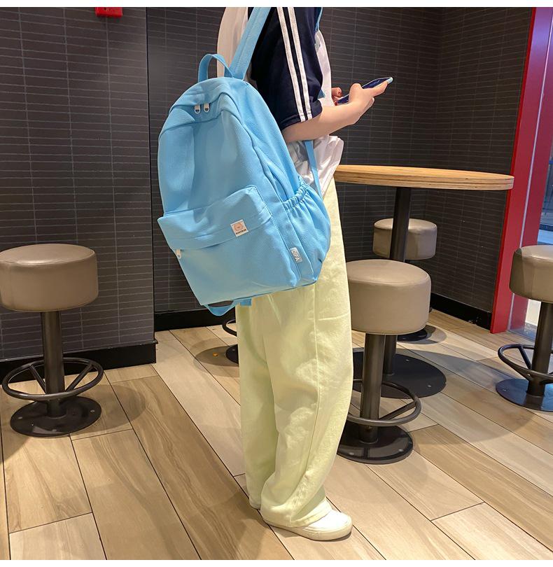 Japanese-Style Cute Solid Color Backpack for Girls and Women, Korean Version, Large Capacity for Middle and High School Students