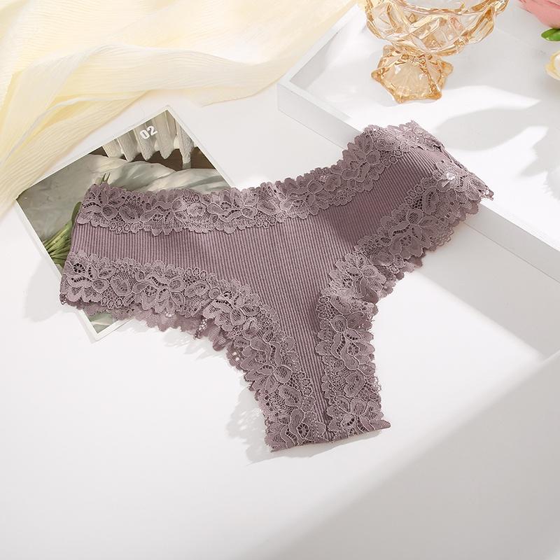 FINETOO Cotton Panties for Women Floral Lace Briefs Comfortable Underwear Female Underpants Solid Color Pantys Lingerie S-XL