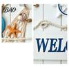 Beach House Accessories Mediterranean Style Wooden Welcome Sign, Starfish And Shells Hanging Seaside Inspired Wall Ornament Plaque, Decorative Art for
