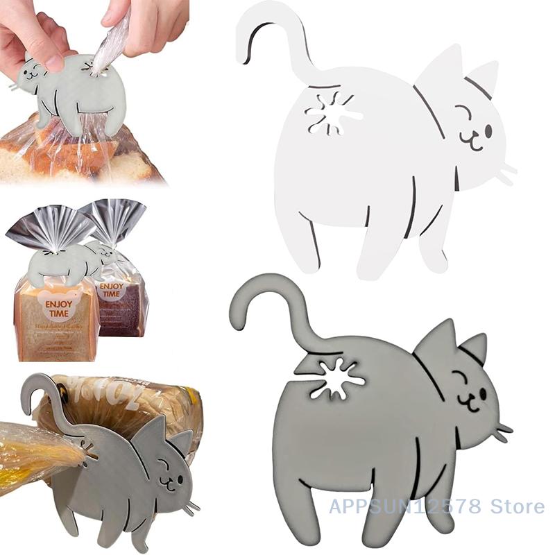 Clip per Sacchetti Pane Coda di Gatto Divertente Stampa 3D Portasacchetti Gadget da Cucina Novità Per Amanti dei Gatti Conservazione Cibo Decorazione Casa 1/2/3pz