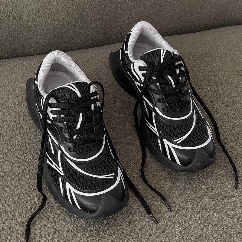 Sneakers Spring and Summer New Silver Breathable Running Casual Shoes Mesh Thick Sole Heightening Dad Shoes