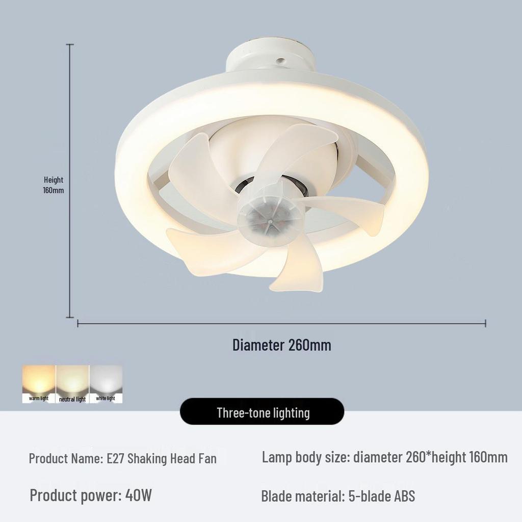 LED RGB Ceiling Fan Light with Remote Control, E27 Base, Dimmable, 360° Rotation for Bedroom