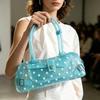 Bolso de Mano Transparente de PVC con Lunares Dulces Tubo de Gelatina Color Caramelo Mini Bolso de Hombro con Asa Superior Bolso Tote para Vacaciones de Verano en la Costa