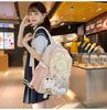 Women's Color Block College-Style Backpack with Ballet Ruffle Lace Design