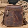 Czarny Anioł Retro Skóra Crazy Horse Męska Torba Na Ramię Crossbody