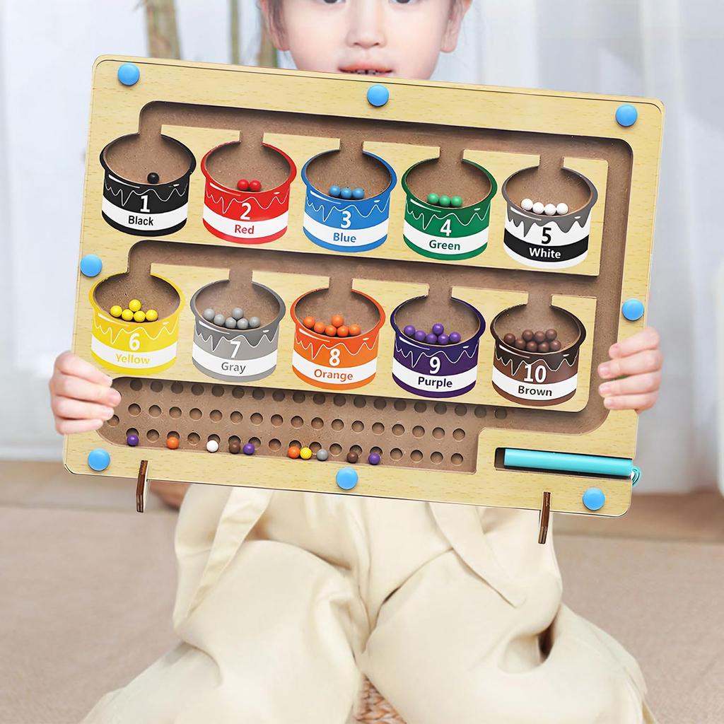 SINGERTOP Educational Toy Montessori Toy Wooden Toy Matching Game Color and Number Education Fingertip Training Early Development Boys Girls Children