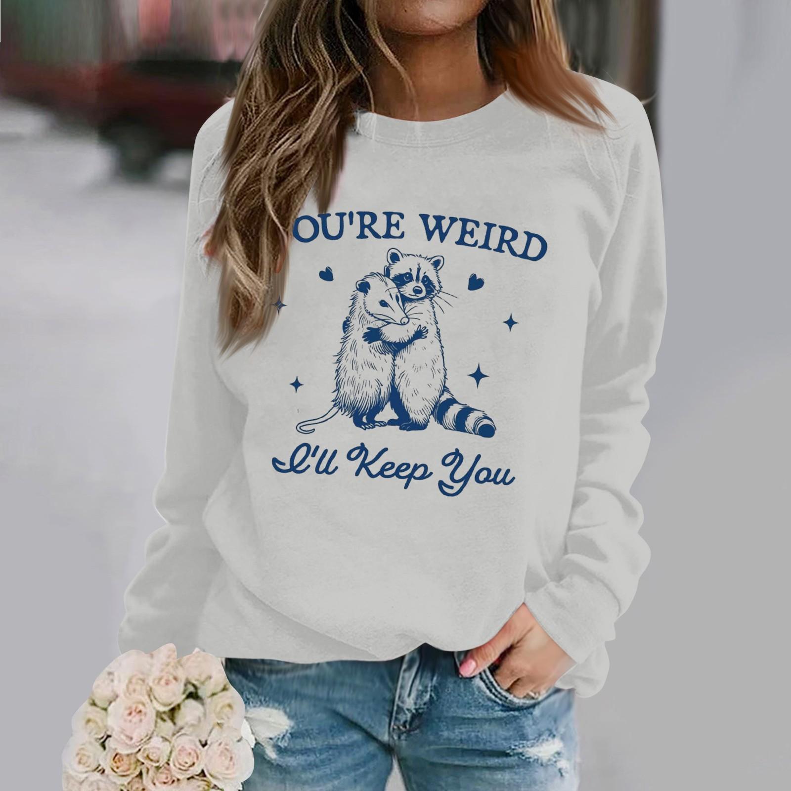 Женская повседневная свободная однотонная толстовка с круглым вырезом и длинным рукавом с принтом букв L бежевый