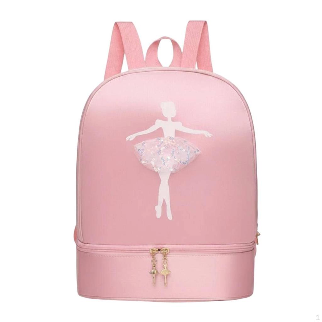 Dance Bag Shoe Compartment Large Capacity Girls Ballet Backpack Sequin Design Princess for