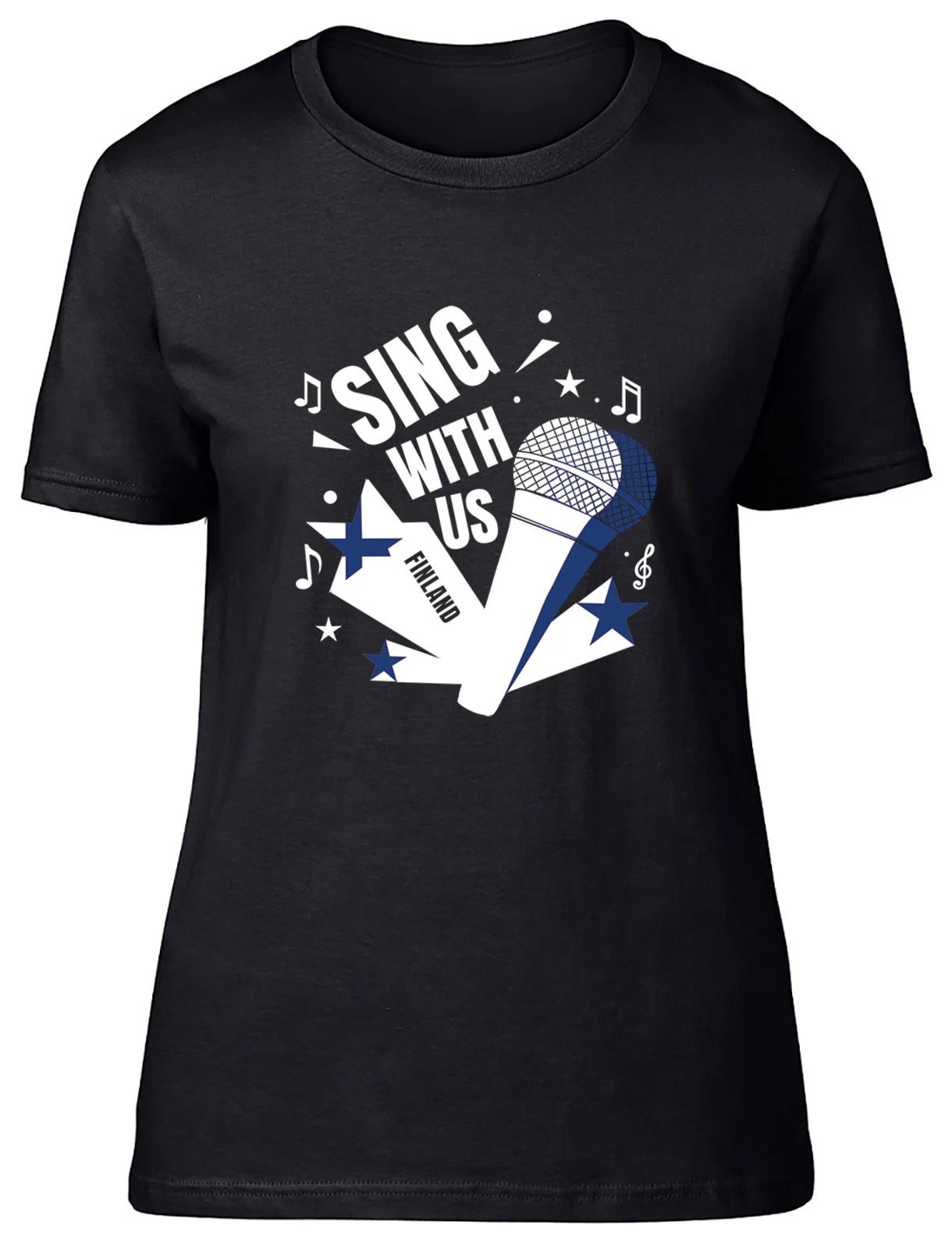 Finland Music Sing with us Note karaoke Womens T-Shirt Ladies Gift Tee S