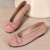 Women's Bow Decor Suede Ballet Flats Round Toe Slip On Casual Daily Walking Flat Shoes