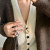 Women Irregular Hollow Geometric Metal Pendant Adjustable Long Sweater Chain Necklace