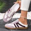 Women Retro Color Block Slip On German Trainer Mule Slippers, Breathable Soft Sole Versatile Casual Summer Walking Shoes
