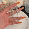 Korean Graceful Bow Earrings Sweet Super Fairy Tassel Special-interest Design Long Wild for Women