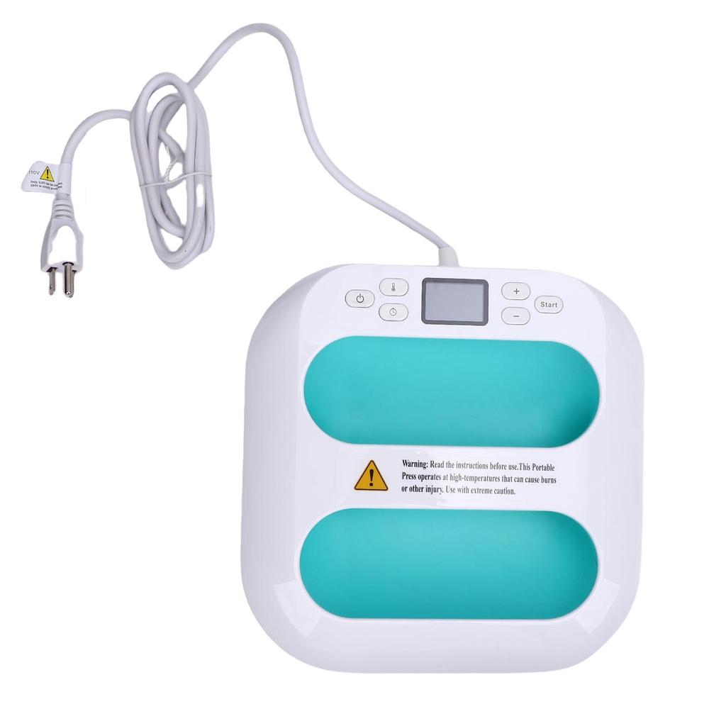 Heat Press 9x9in Adjustable Time and Temperature Handheld Heat Transfer Machine for T Shirt Handbag Pillow US Plug