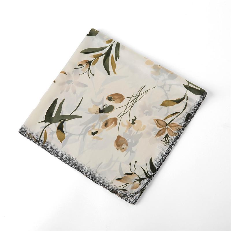 60cm 2024 New Brand Women Twill Silk Scarf Small Floral Printing Bandana Neckerchief Scarf Fashion Kerchief Square Scarves