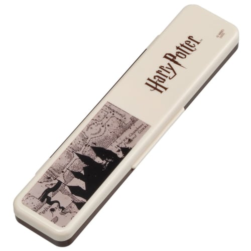 Skater Chopsticks and Spoon Combo Set, 18cm, Antibacterial, Bento Box, Adult Size, Silent Silicone Cushions, Made in Japan, Harry Potter Map, CCS3SAAG