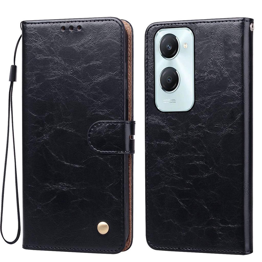 Vintage Crazy Horse Texture PU Leather Flip Wallet Phone Case for Vivo Y28s 5G,Y18,Y18s,Y03,Y03t Card Holder Kickstand Shockproof Protective Cover