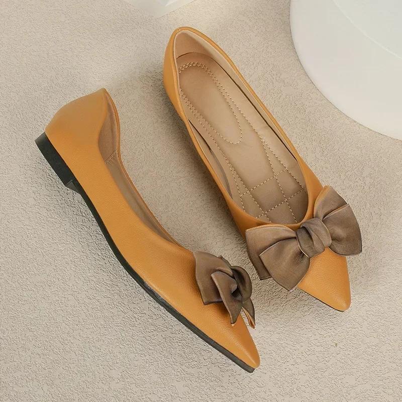 

Women Pointed Toe Bowknot Flat Shoes Lady Sweet Office Single Shoes Female Loafers Mother Girl Student Comfy Casual Shoes S35-43 43 жовтий