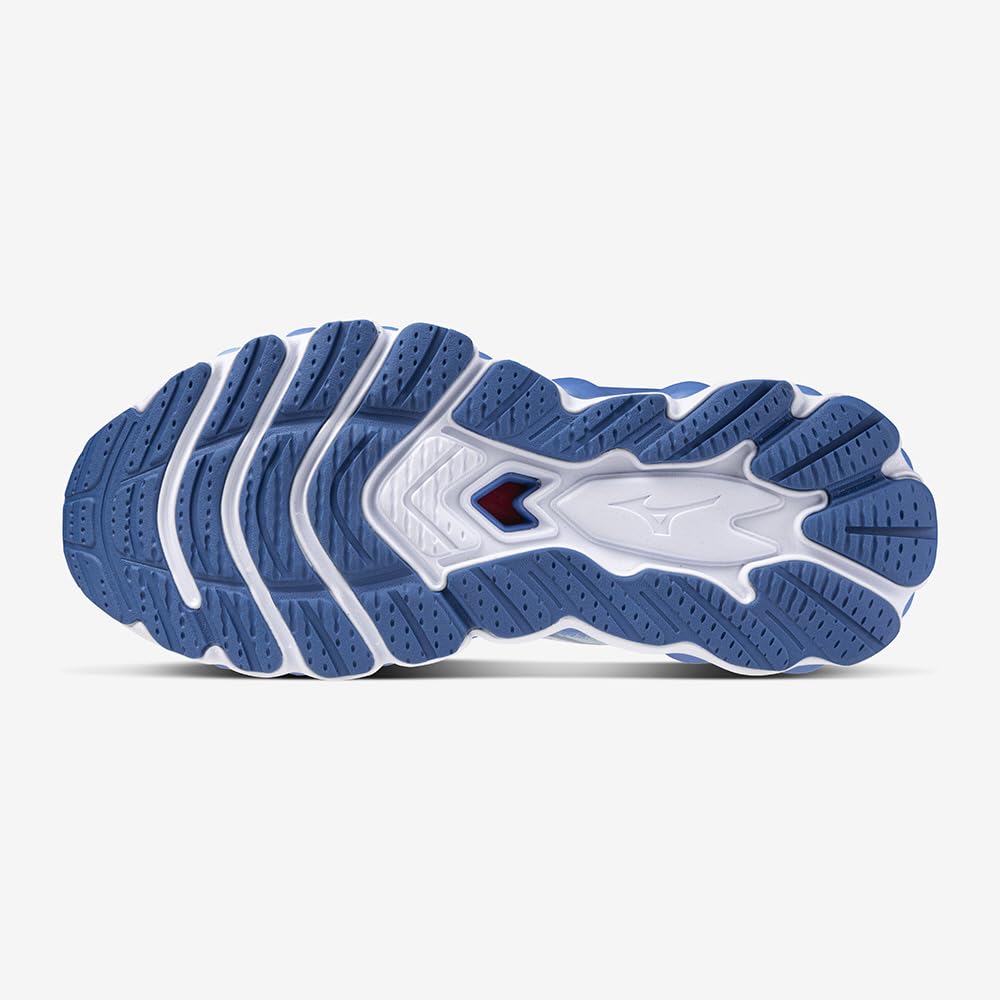 Mizuno Wave Sky 7 Running Size for and Thick Sole Shoes, Women's, White/Gray/Blue, 23.0 cm, 2E, Jogging, Marathons, Training, Sports, Lightweight,