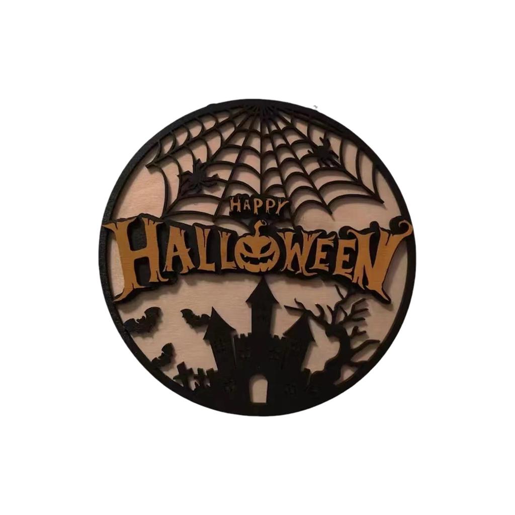 Halloween Wooden Hanging Sign for Home Yard Front Door Party Atmosphere Decoration Suitable for Indoor Outdoor Use