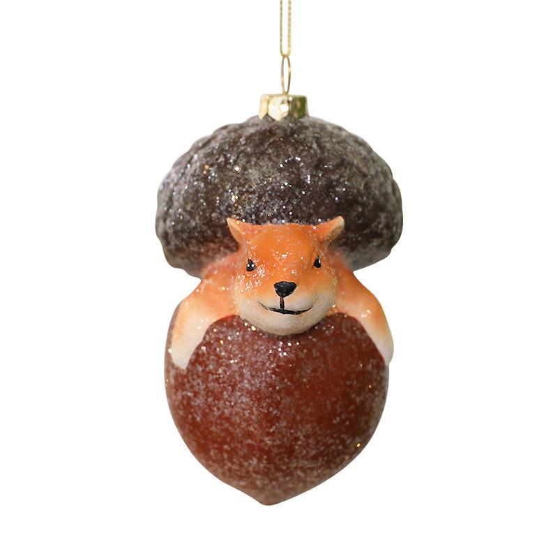 Festive Christmas Tree Ornament Squirrel Hedgehog Design Plastic Hanging Decor