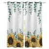 Sunflowers Pattern Design Vintage Beige Print Kitchen Curtain Window Treatment Living Interior Room Office Decor Drape for Kids Home Rest Room