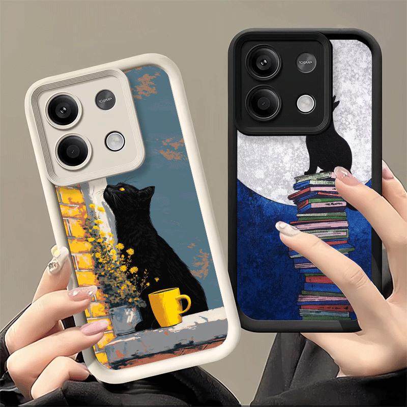 Phone Case for Xiaomi Redmi Note 15 14 13 Pro Plus Black Cat Aesthetic Pattern Shell 12S 11 11S 11T 5G 14S Soft Silicone Funda