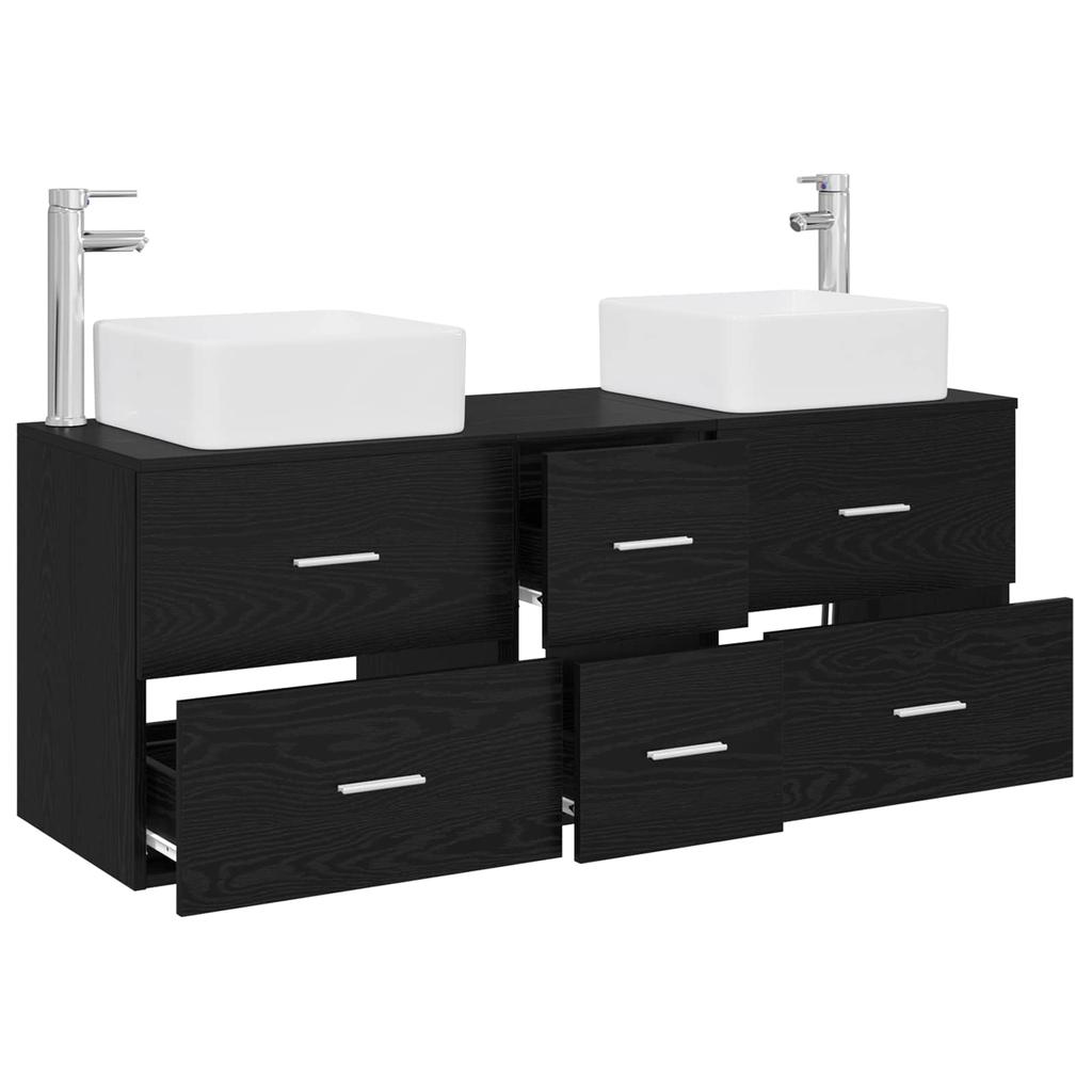 Bathroom Cabinet Set 3 Pcs Black 49.5 X 41 X 63 Cm