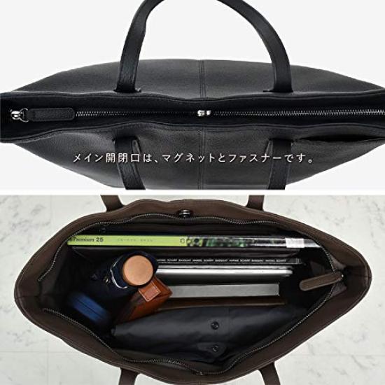 VITAFELICE Genuine Leather Business Tote Bag for Men, vinb-20c57n (Black)