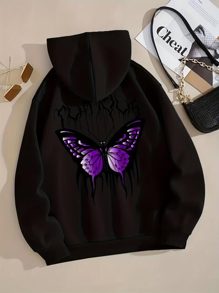 Vintage Butterfly Hoodies Spring Autumn Winter Y2k Streetwear Casual Women Hoodies Sweatshirts Tops Hoodie Sweatshirt