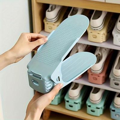 Adjustable Storage Shoe Rack, Plastic Creative Shoes Storage Rack, Household Storage Organizer for Entryway, Hallway, Living Room, Bedroom, Bathroom