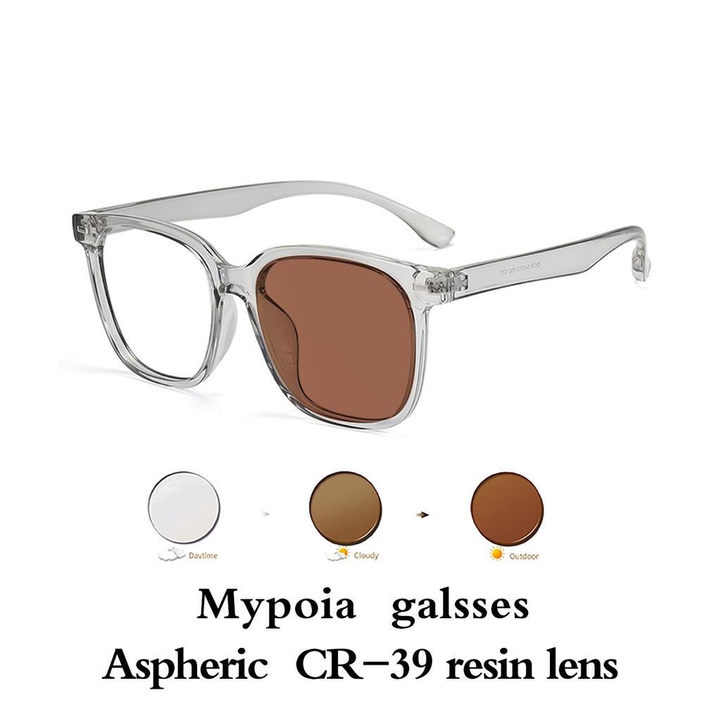 Men Women Ultralight Photochromic Glasses TR90 Frame Myopia Eyewear Vintage Color Changing Sunglasses 0To -6 0