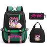 Animation Cartoon Printing Student Schoolbag Three-Piece Set Campus Trend Men And Women Versatile Casual Backpack Large Capacity