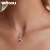 WOSTU 925 Sterling Silver Color Changeable Flower Pendant Charm Bee Hanging Beads for Women Bracelet & Bangle DIY Fine Jewelry