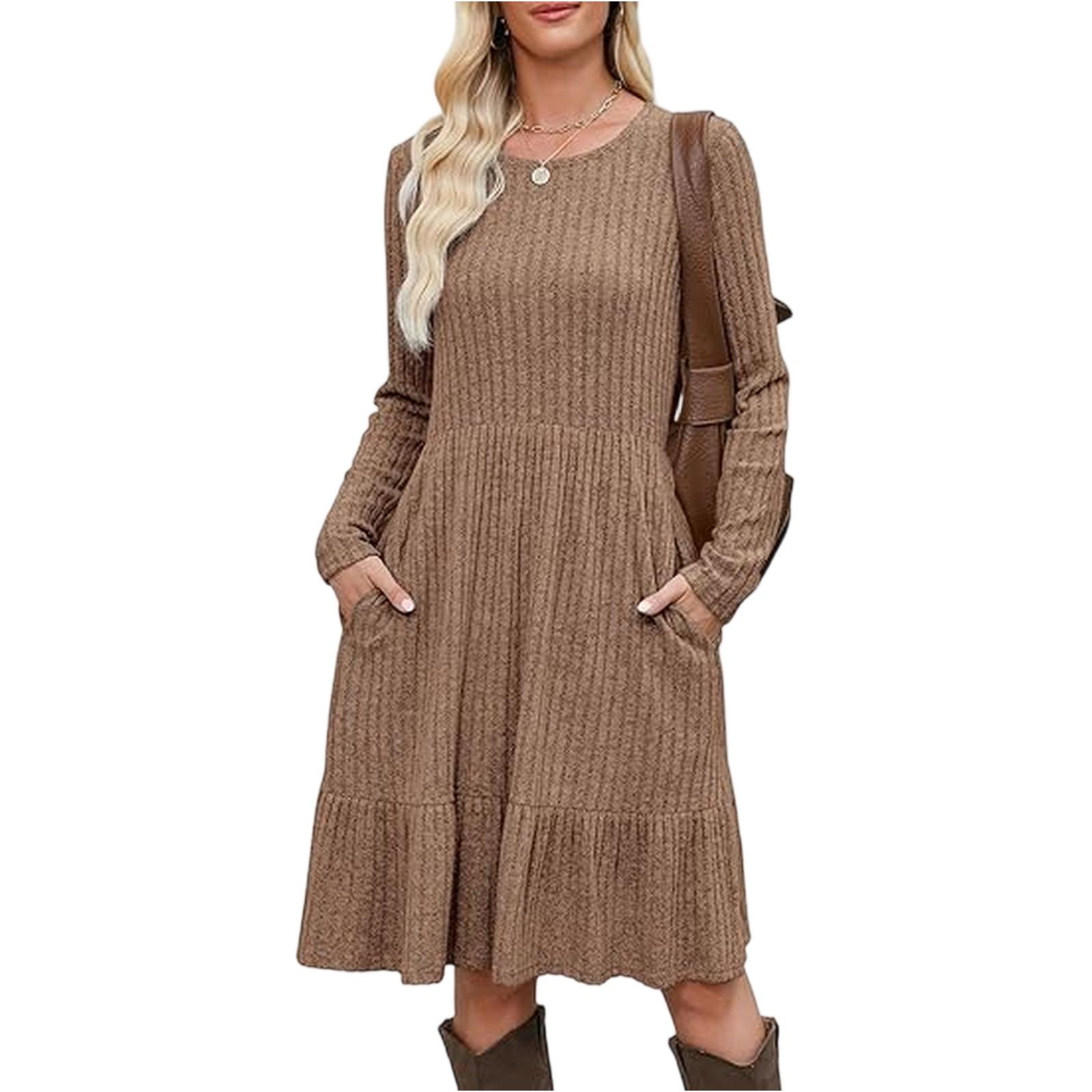 

Женские модные повседневные платья с длинным рукавом XL чёрный