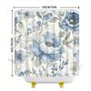 Tranquil Blue Flower Shower Curtain - Elegant Watercolor Flower Wall Hanging Living Room, Bedroom Decoration - Tranquil
