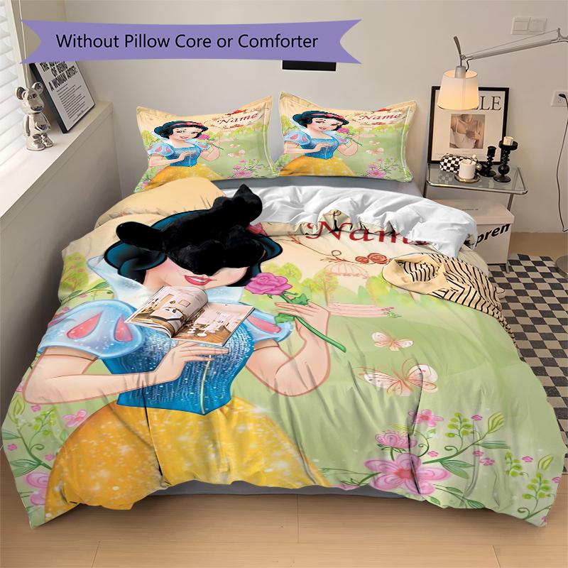 Custom Snow White Garden Bedding 3 Piece Set HD Print Duvet Cover Pillowcases for Teens Adult Bedroom Decoration
